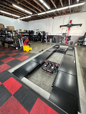 Wheel Alignment Station inside the shop
